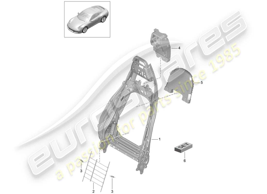 porsche 2017 (991-2) frame - backrest part diagram