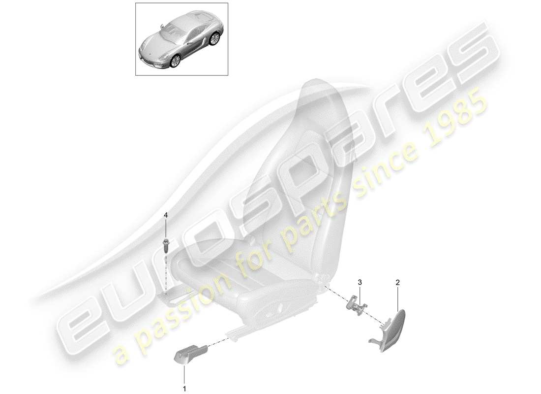 porsche 2014 (981 cayman) front seat parts diagram