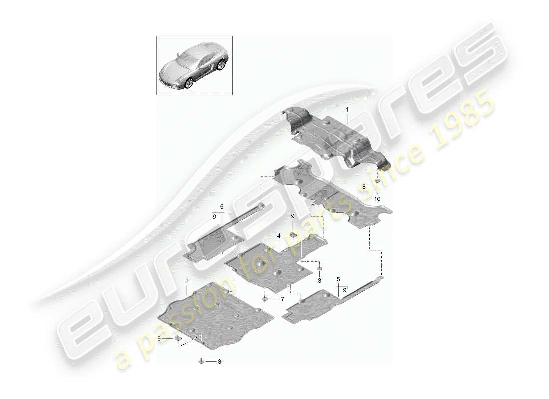 porsche 2014 (981 cayman) lining parts diagram