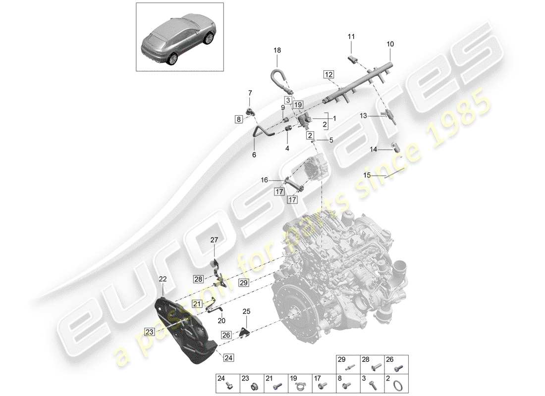 porsche 2019 (macan) fuel collection pipe part diagram