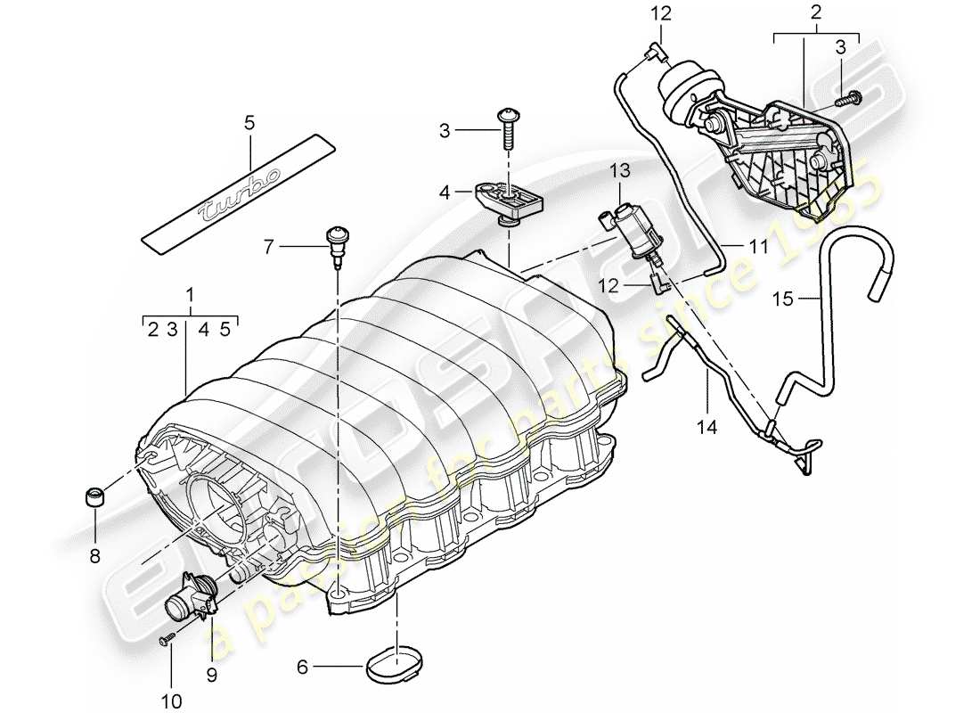 porsche cayenne (2010) intake air distributor parts diagram