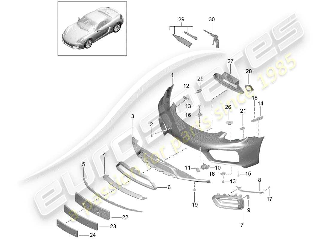 porsche 2014 (981 cayman) bumper parts diagram