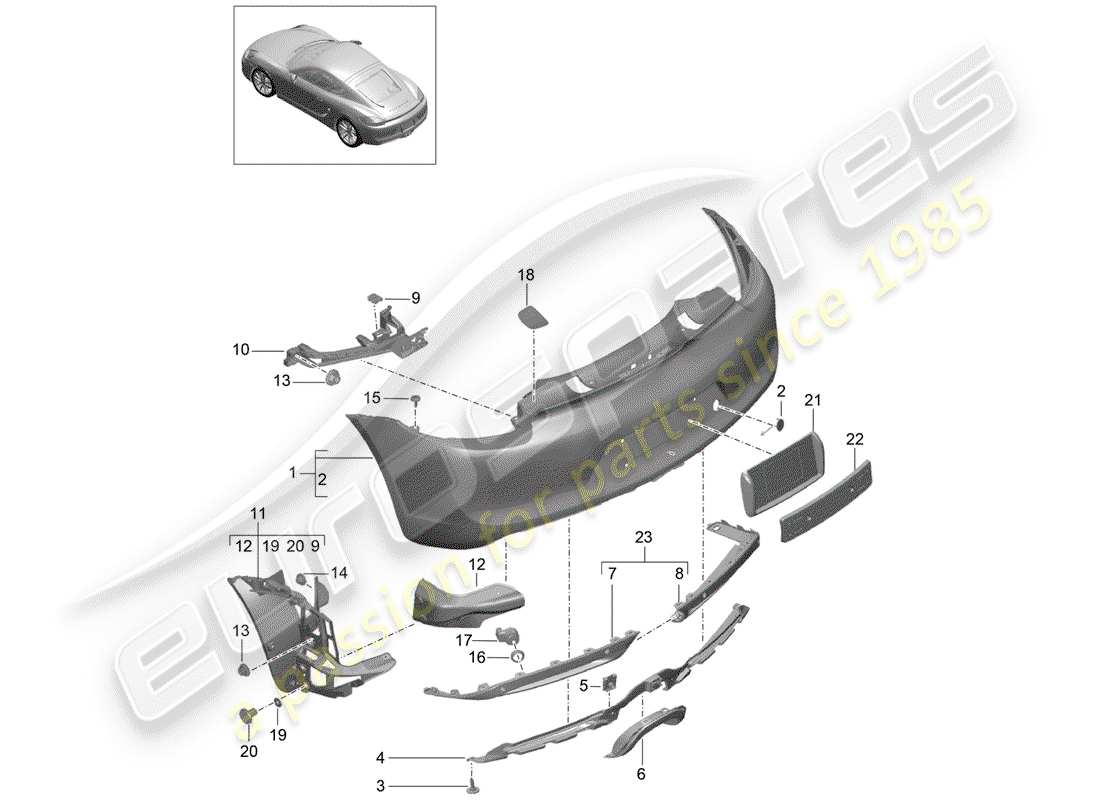 porsche 2014 (981 cayman) bumper parts diagram