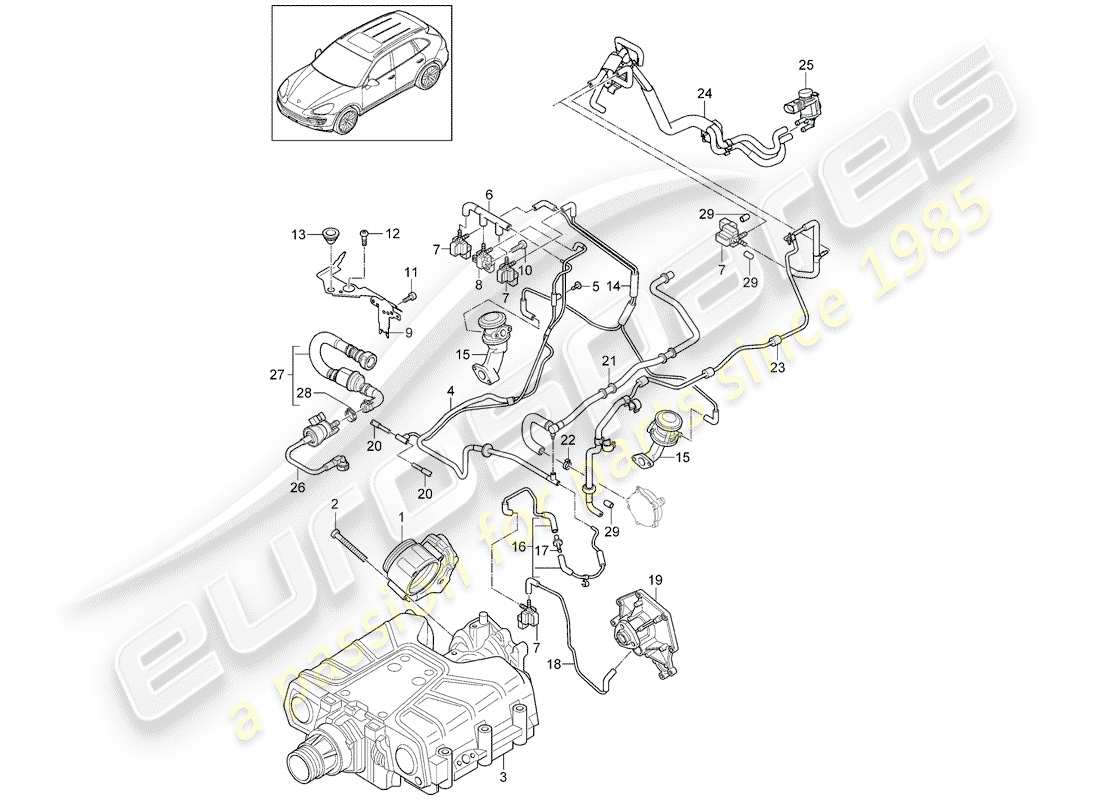 porsche 2012 (cayenne e2 92a) throttle body part diagram