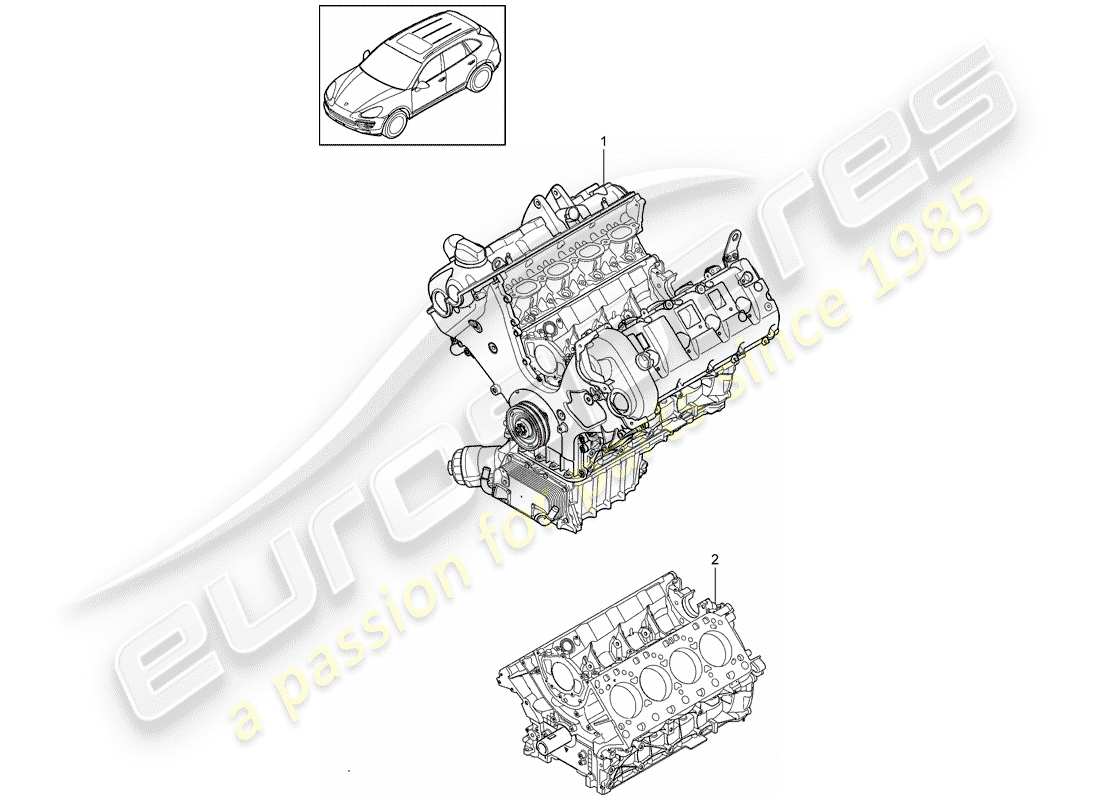 porsche 2013 (cayenne e2 92a) long block parts diagram