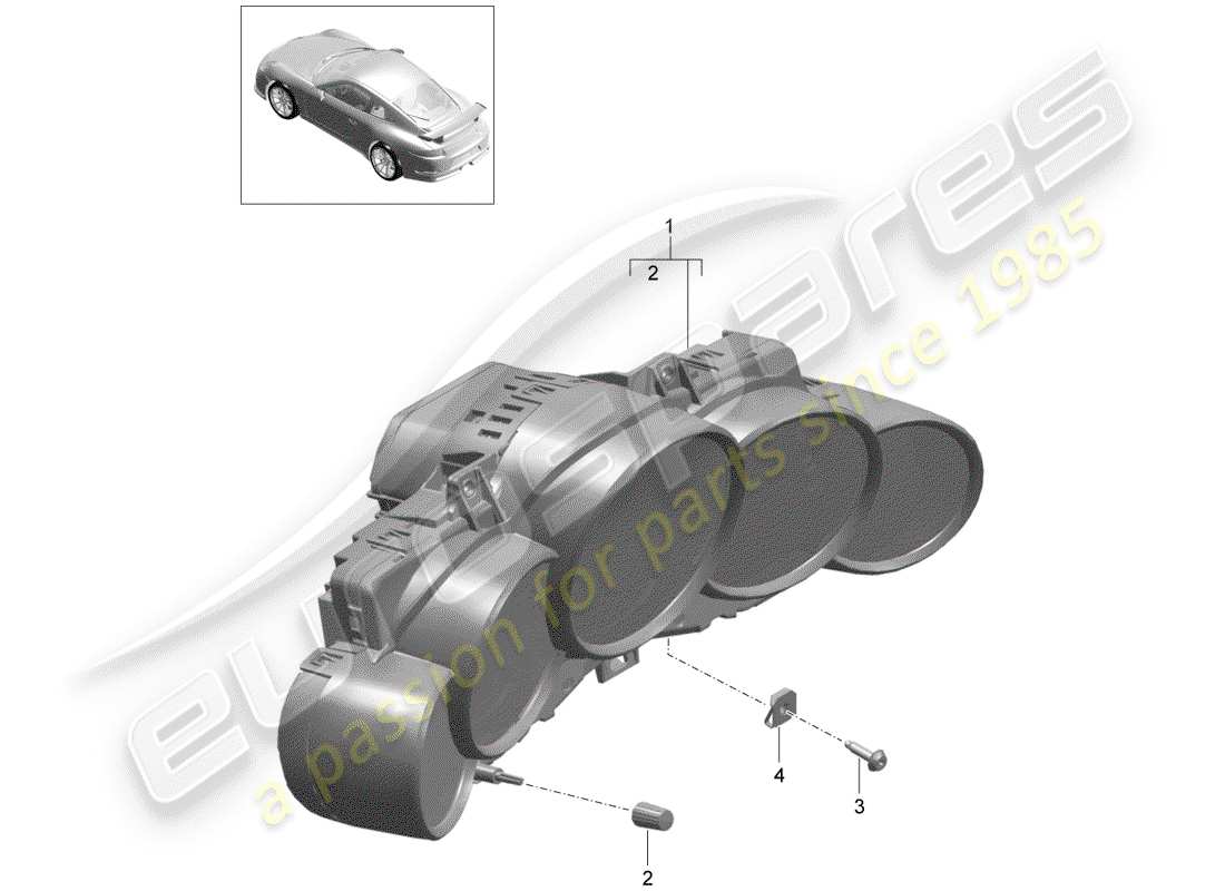 porsche 991r/gt3/rs (2014) instrument cluster parts diagram
