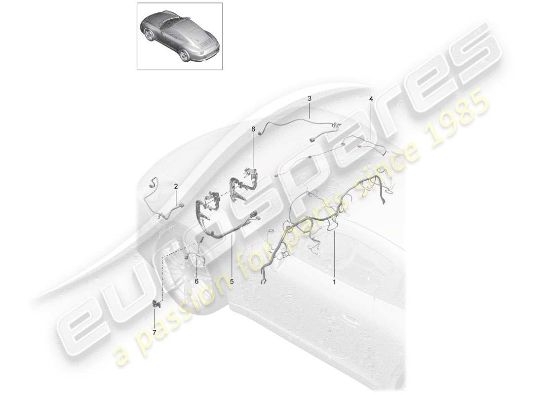 porsche 2013 (991-1) wiring harnesses part diagram