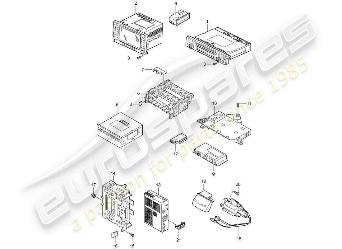 porsche 2003 (cayenne e1 9pa) radio unit part diagram
