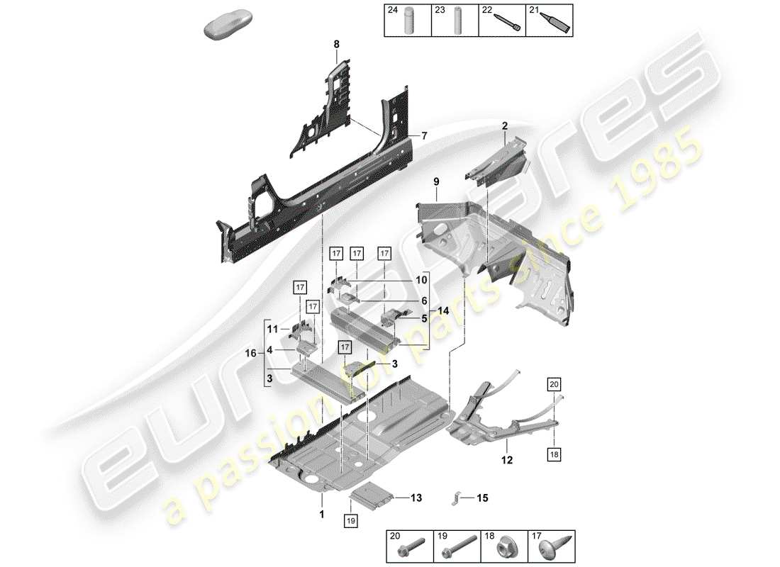 porsche 2020 (718 boxster spyder) floor plates part diagram