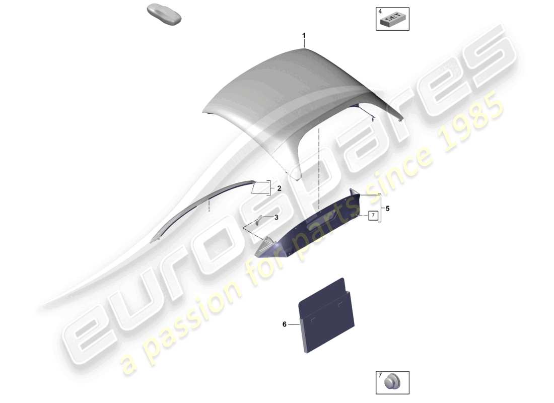 porsche 2019 (718 boxster spyder) cover - top weather bulkhead parts diagram