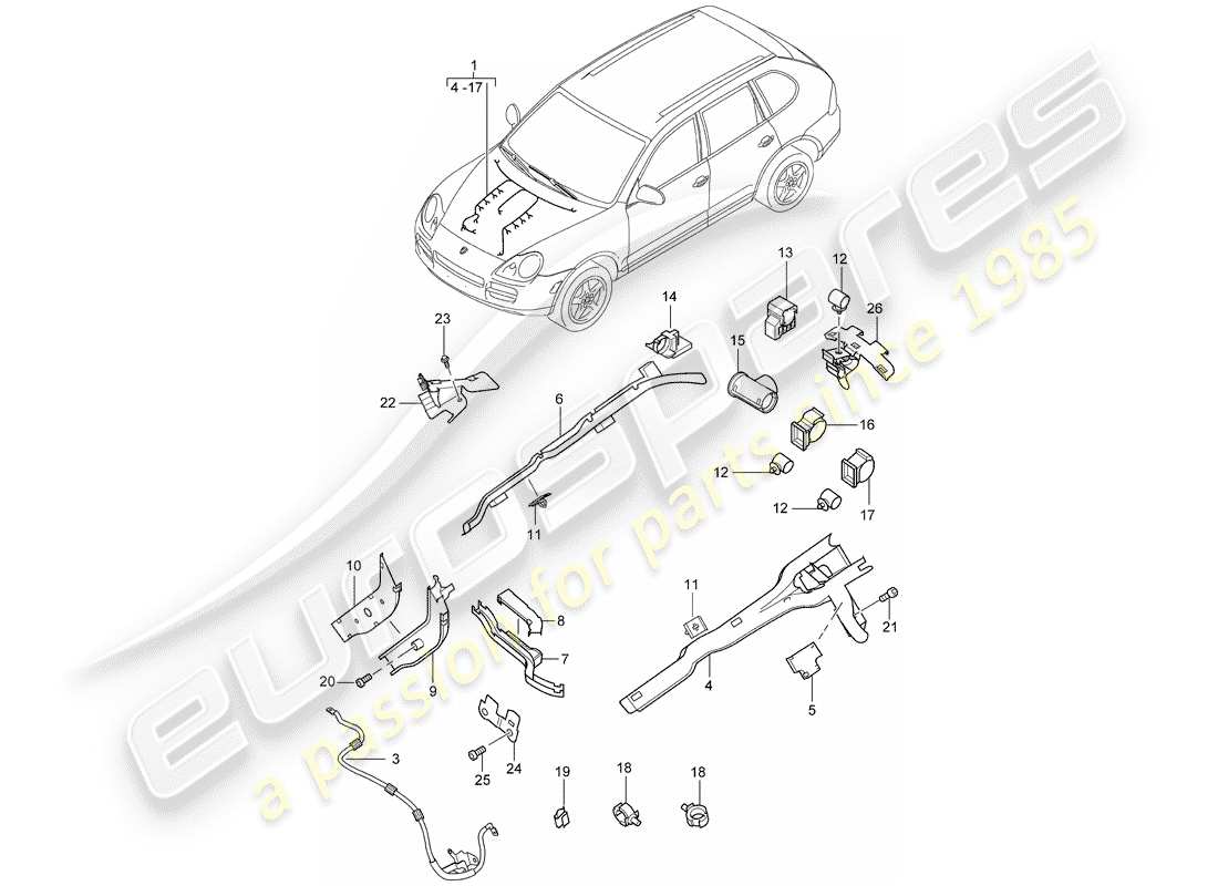 porsche 2003 (cayenne e1 9pa) wiring harnesses part diagram