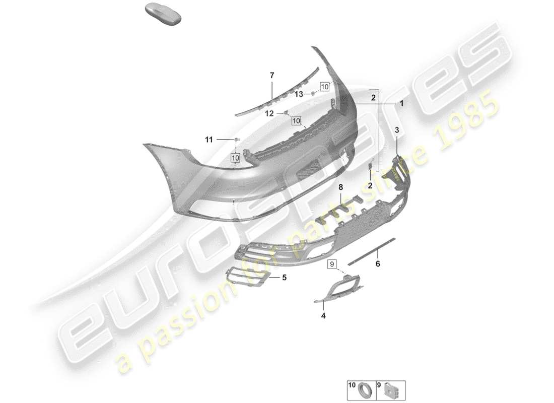 porsche 2020 (992-1) bumper part diagram