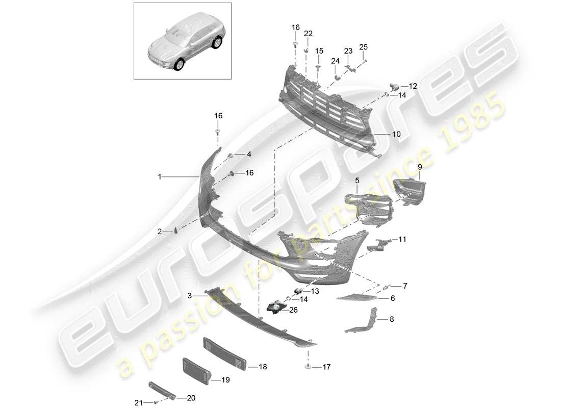 porsche 2018 (macan) bumper parts diagram