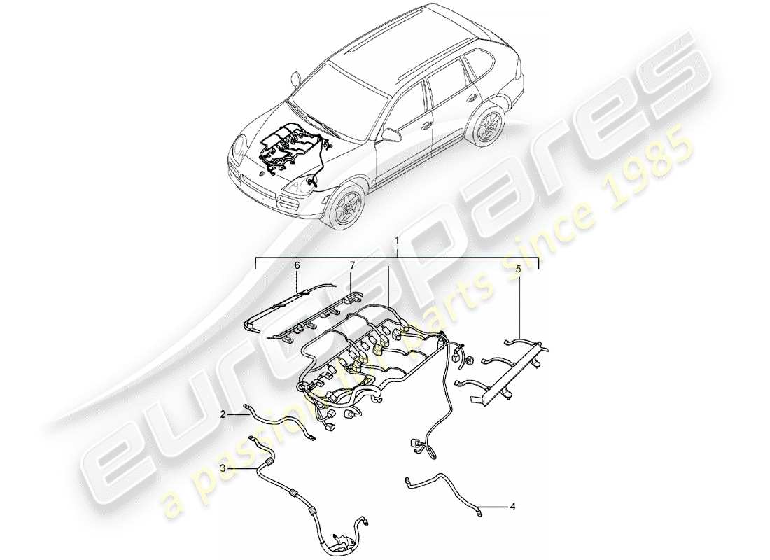 porsche 2003 (cayenne e1 9pa) harness part diagram