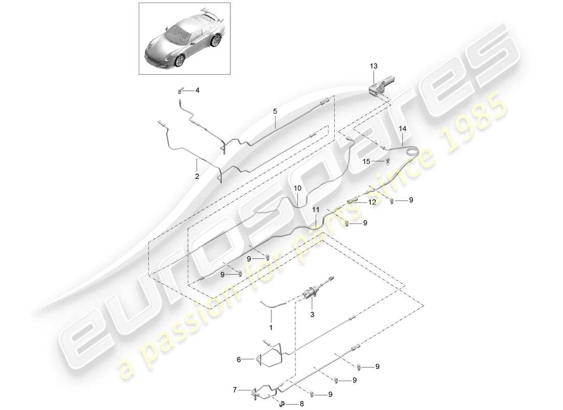 porsche 2019 (991-2 r/gt3/rs) hydraulic clutch part diagram