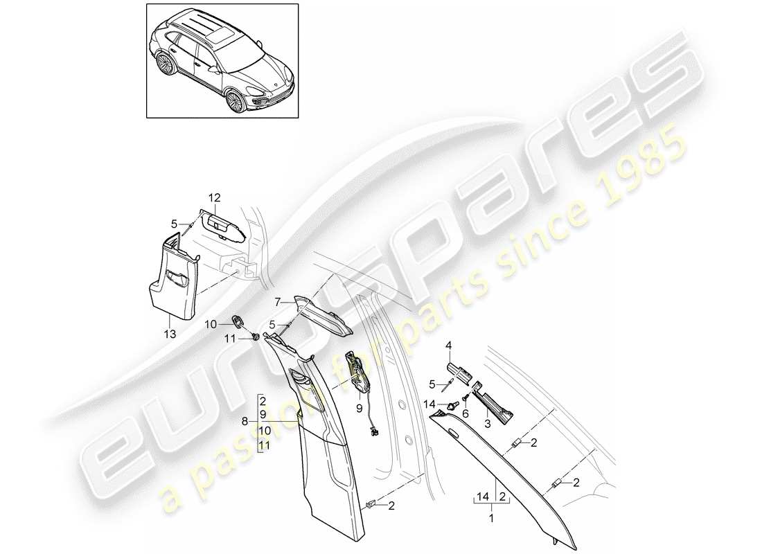 porsche 2013 (cayenne e2 92a) lining parts diagram