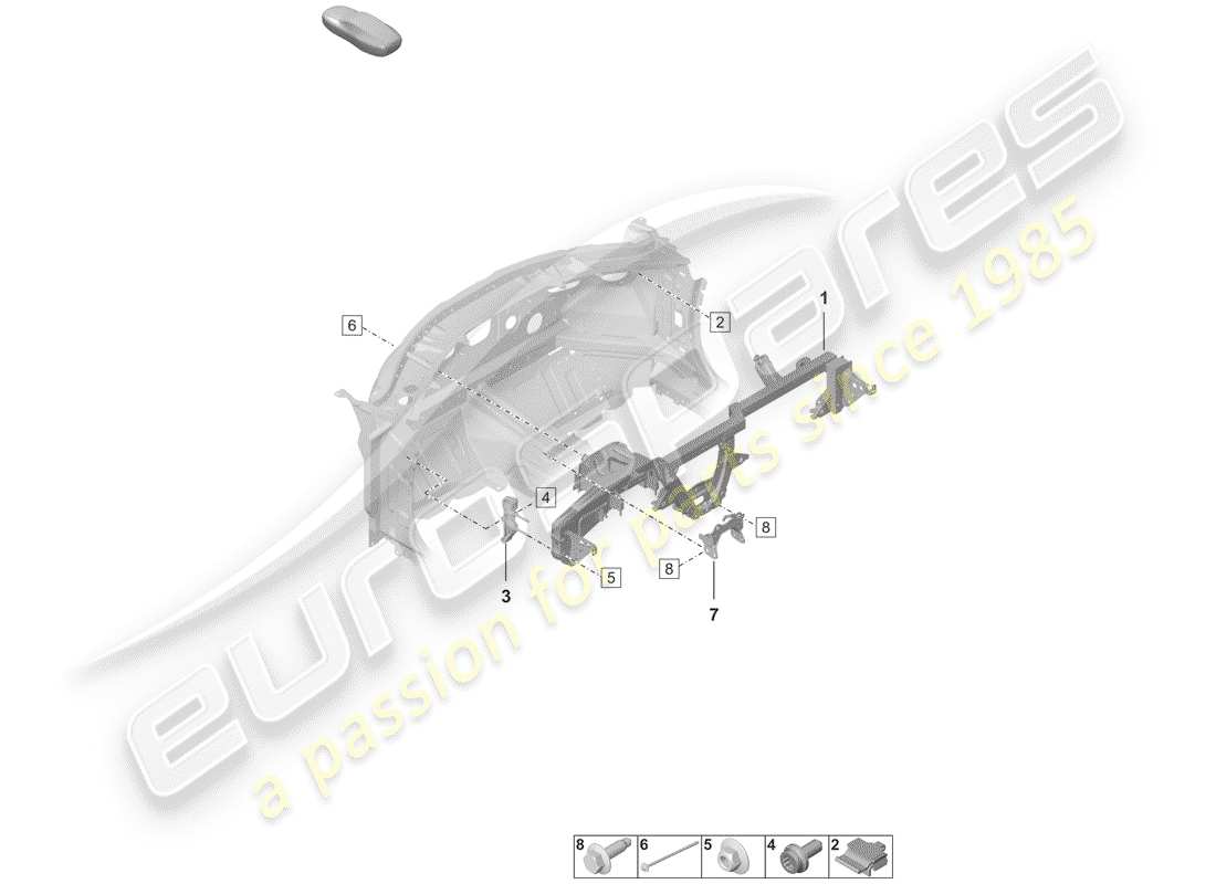 porsche 2020 (992-1) dashboard bracket part diagram