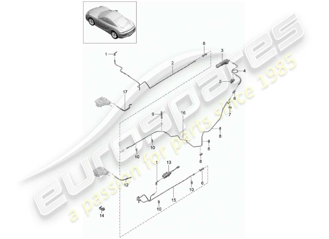 porsche 2015 (981 cayman) clutch actuation part diagram