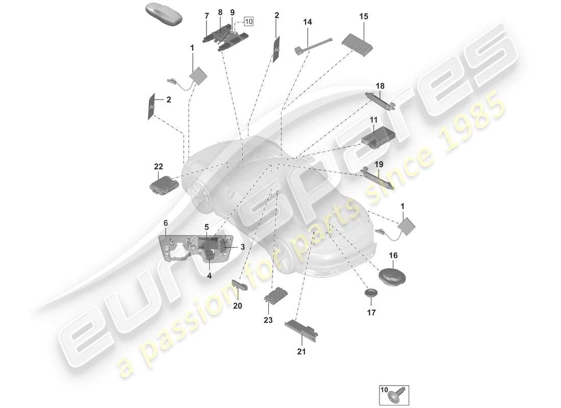 porsche 2020 (992-1) antenna parts diagram
