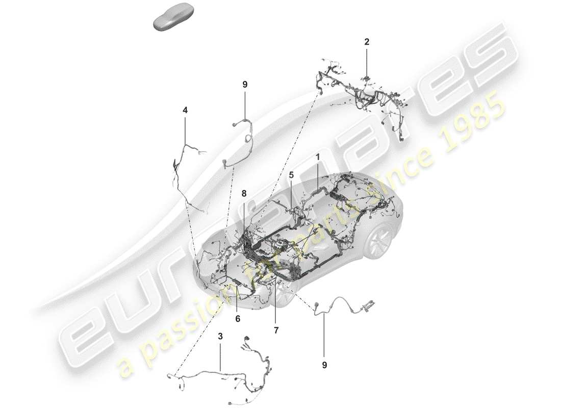 porsche 2020 (992-1) harness part diagram