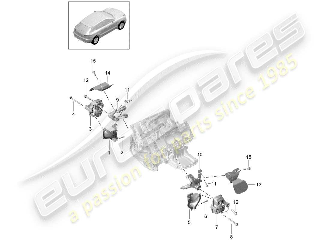 porsche 2014 (macan) engine lifting tackle parts diagram