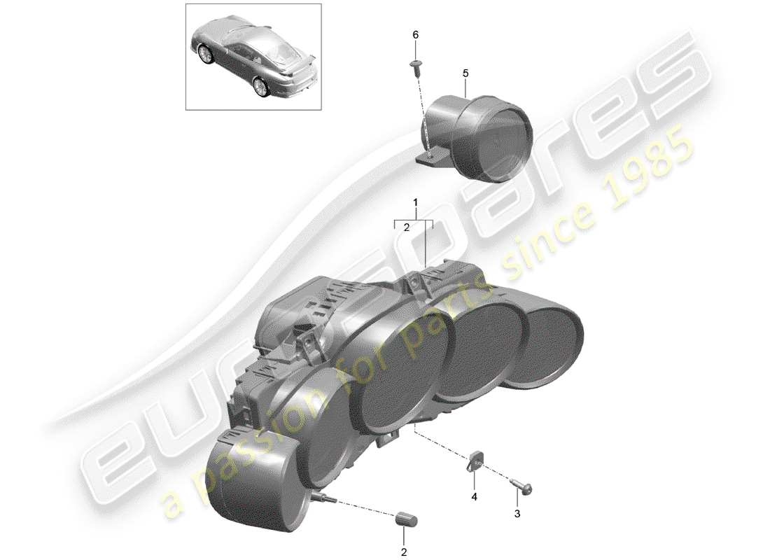 porsche 2014 (991-1 r/gt3/rs) instrument cluster part diagram
