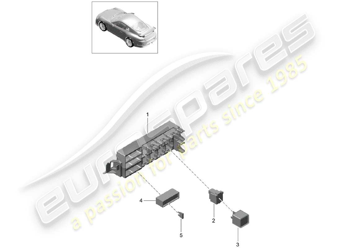 porsche 2019 (991-2 r/gt3/rs) fuse box/relay plate part diagram