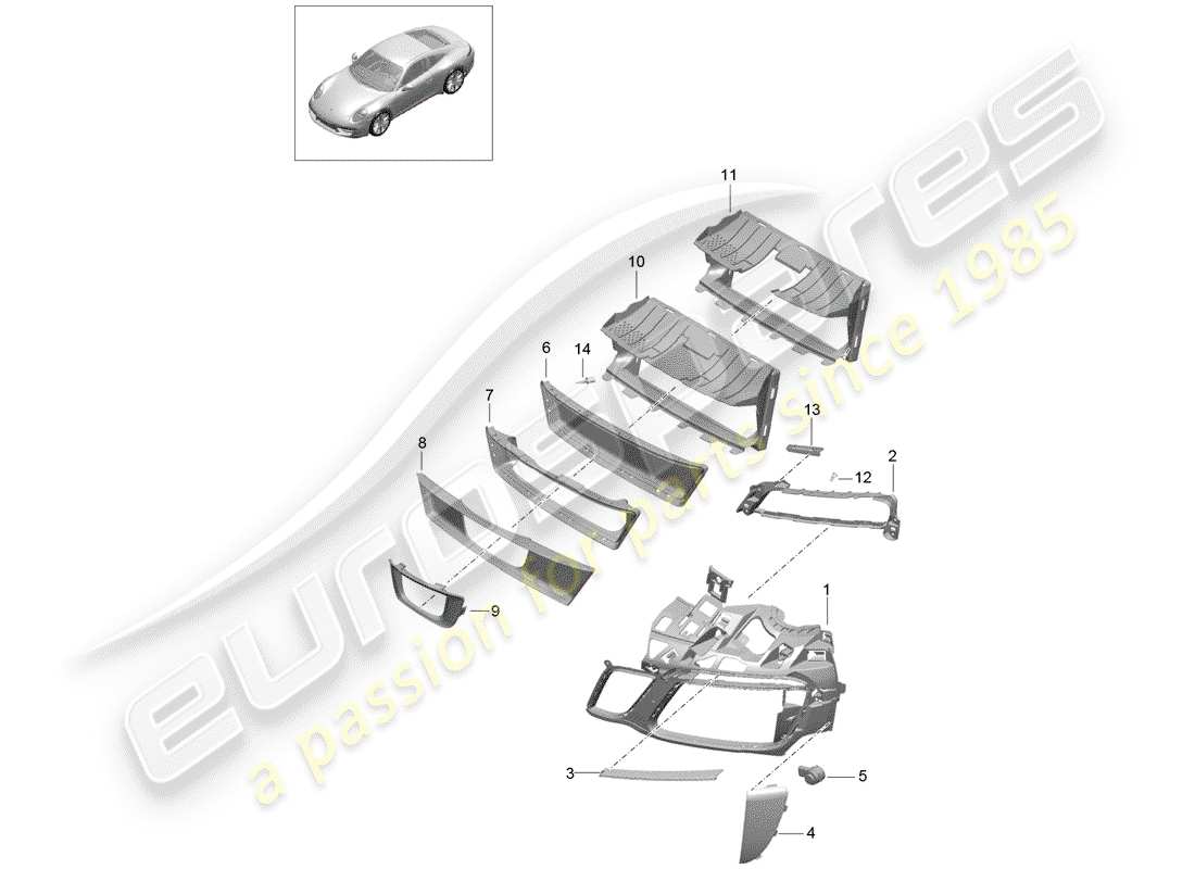porsche 2019 (991-2) air duct part diagram