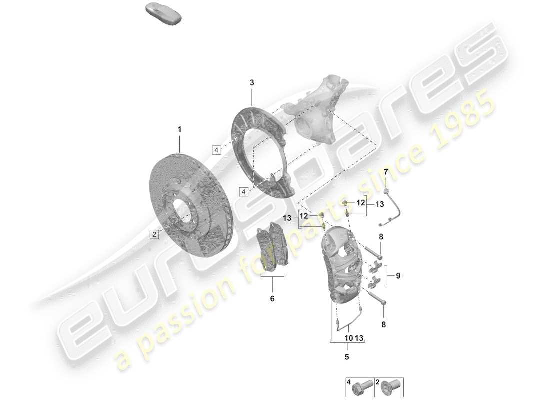 porsche 992 (2019) disc brakes part diagram