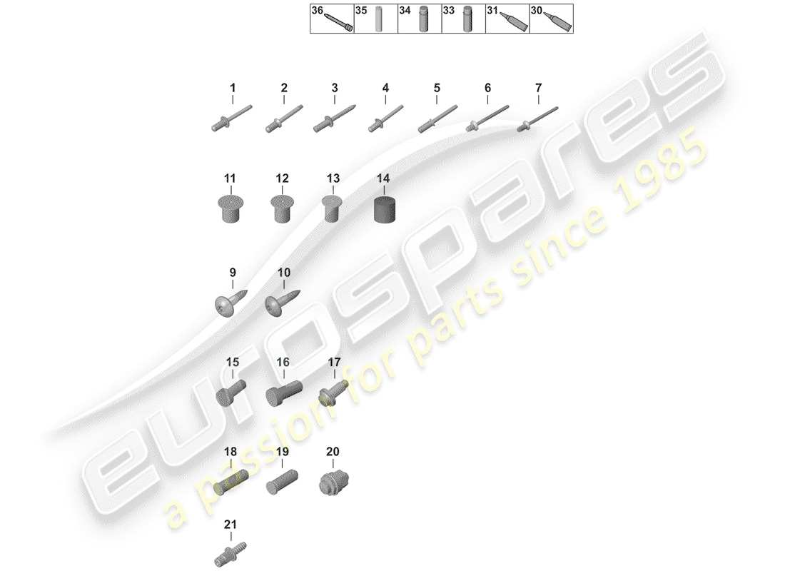 porsche 2019 (992-1) fasteners part diagram
