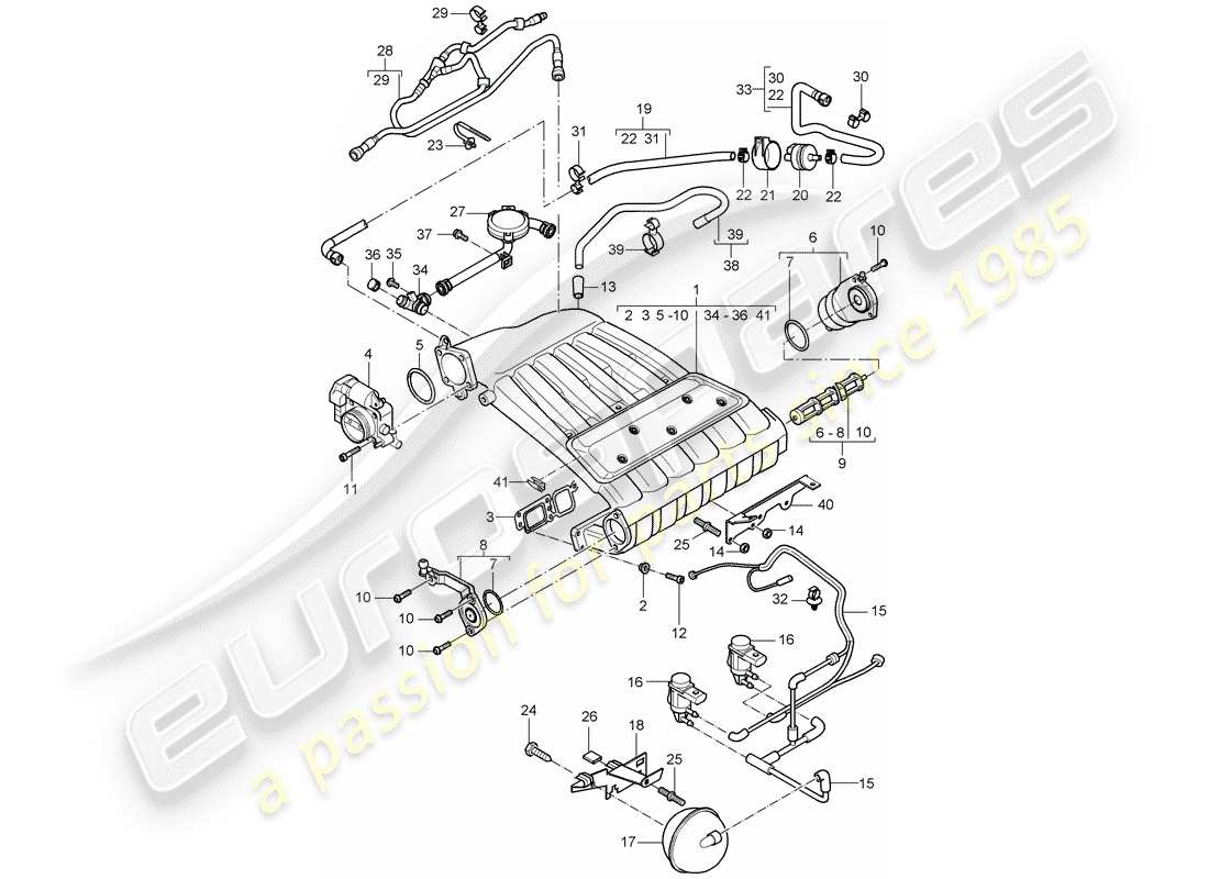 porsche 2003 (cayenne e1 9pa) intake manifold part diagram
