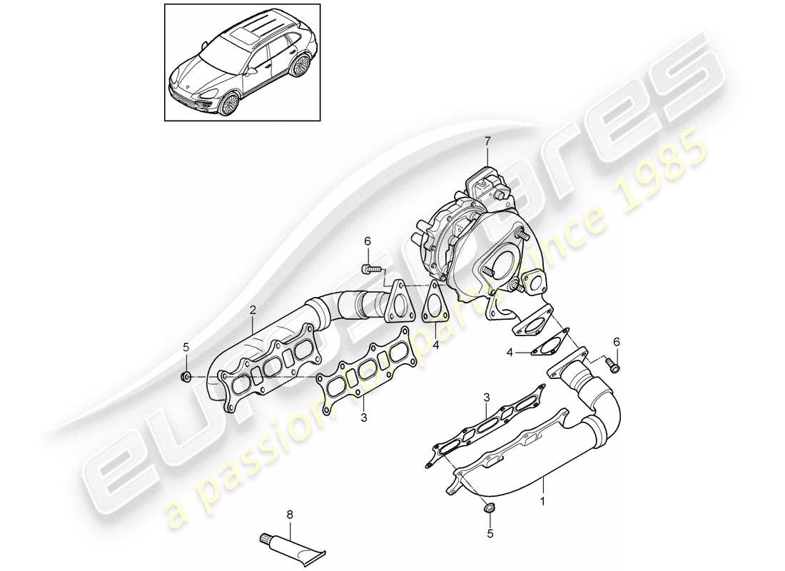 porsche 2011 (cayenne e2 92a) exhaust system part diagram