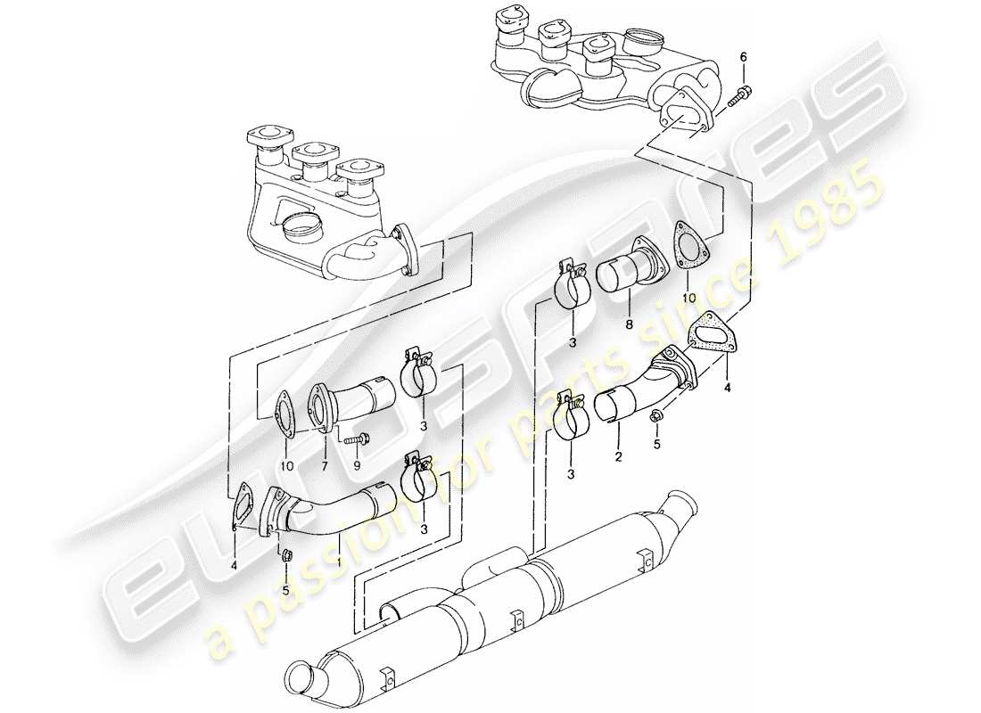 porsche 1995 (993) exhaust system - repair kits - see technical information - group 2 - nr. 2/98 part diagram