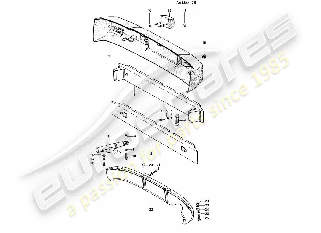 porsche 1971 (914) bumper - d - mj 1975>> part diagram