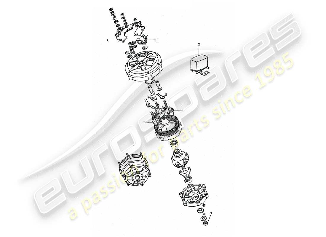 porsche 1975 (911 turbo) alternator part diagram
