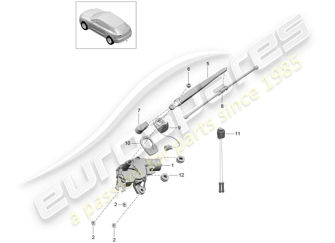 porsche 2018 (macan) rear window wiper parts diagram