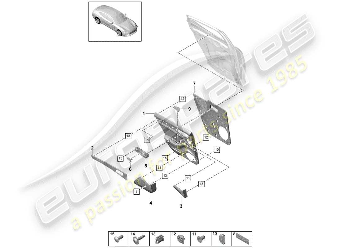 porsche panamera 971 (2018) door panel part diagram