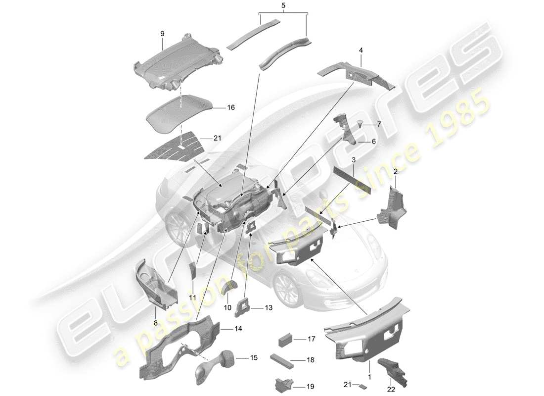 porsche 2013 (981 boxster) body shell parts diagram