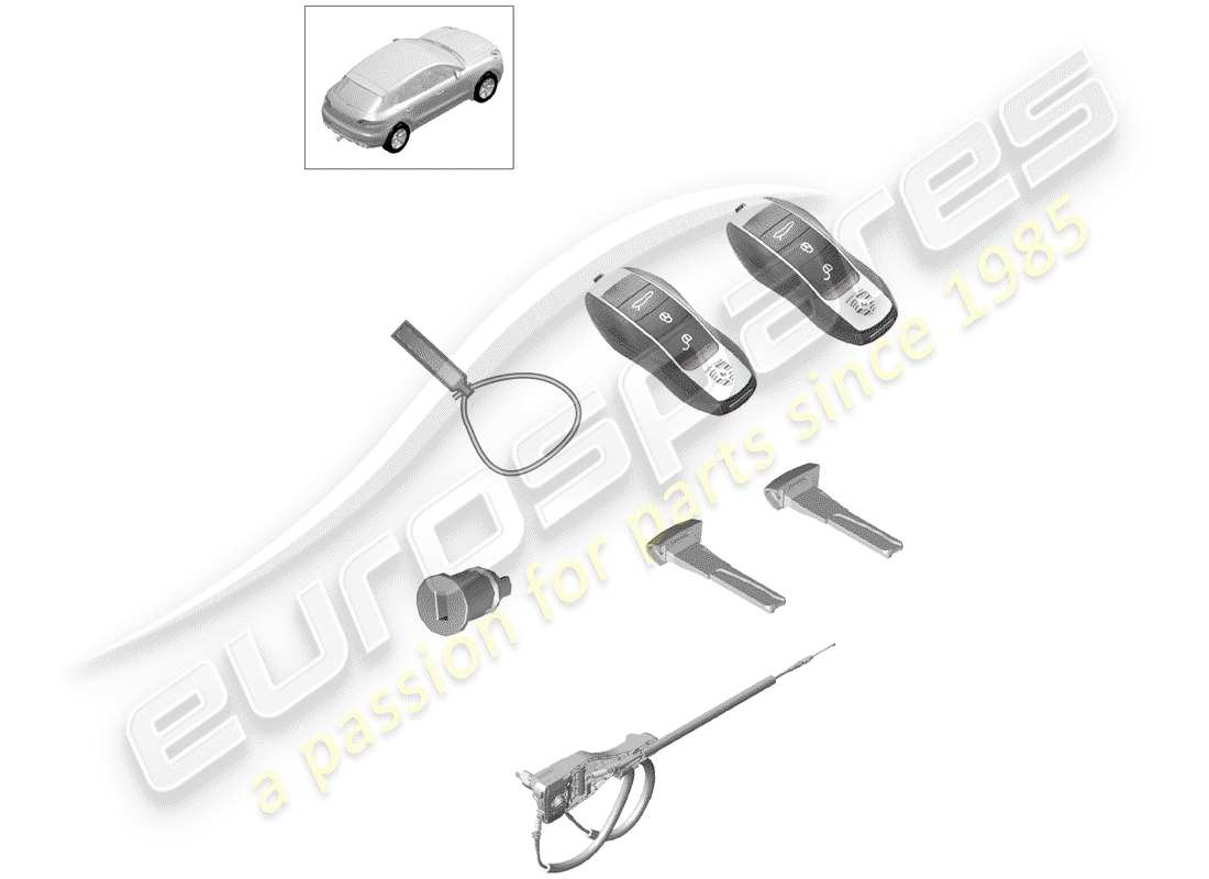porsche 2017 (macan) 1 set of lock cylinders with parts diagram