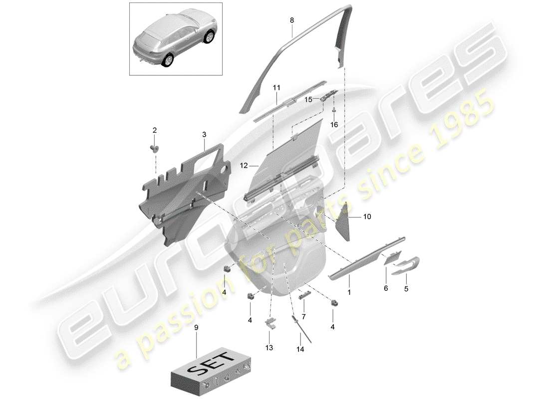 porsche 2017 (macan) accessories parts diagram