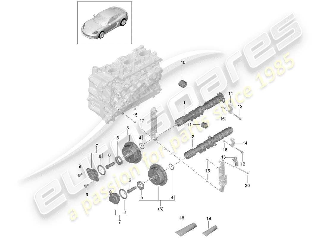 porsche 2020 (718 cayman) camshaft part diagram
