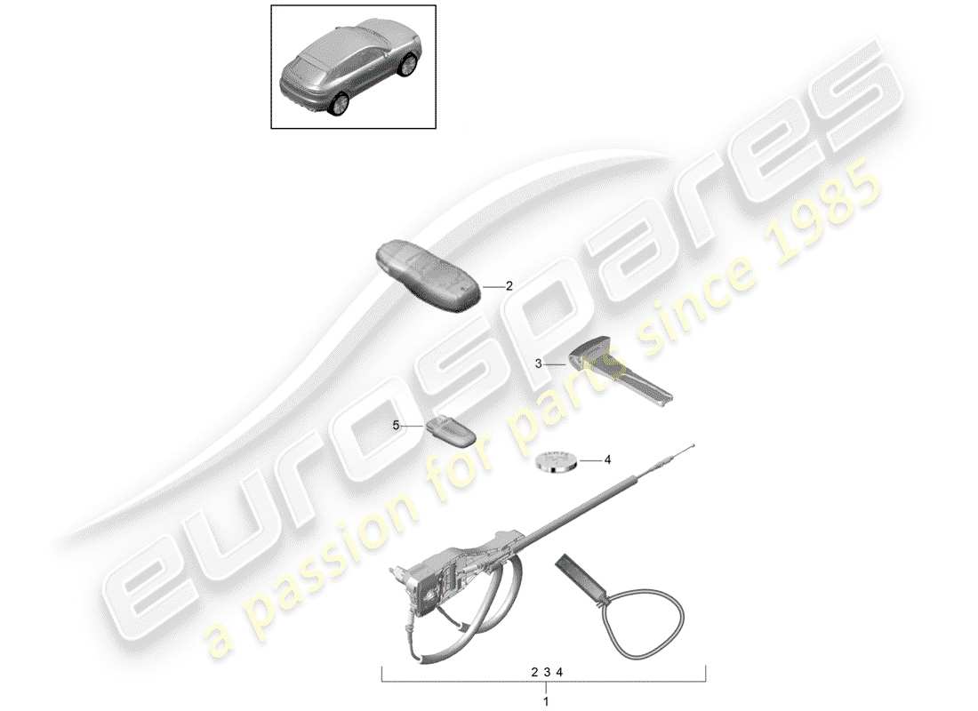 porsche 2019 (macan) 1 set of locks part diagram