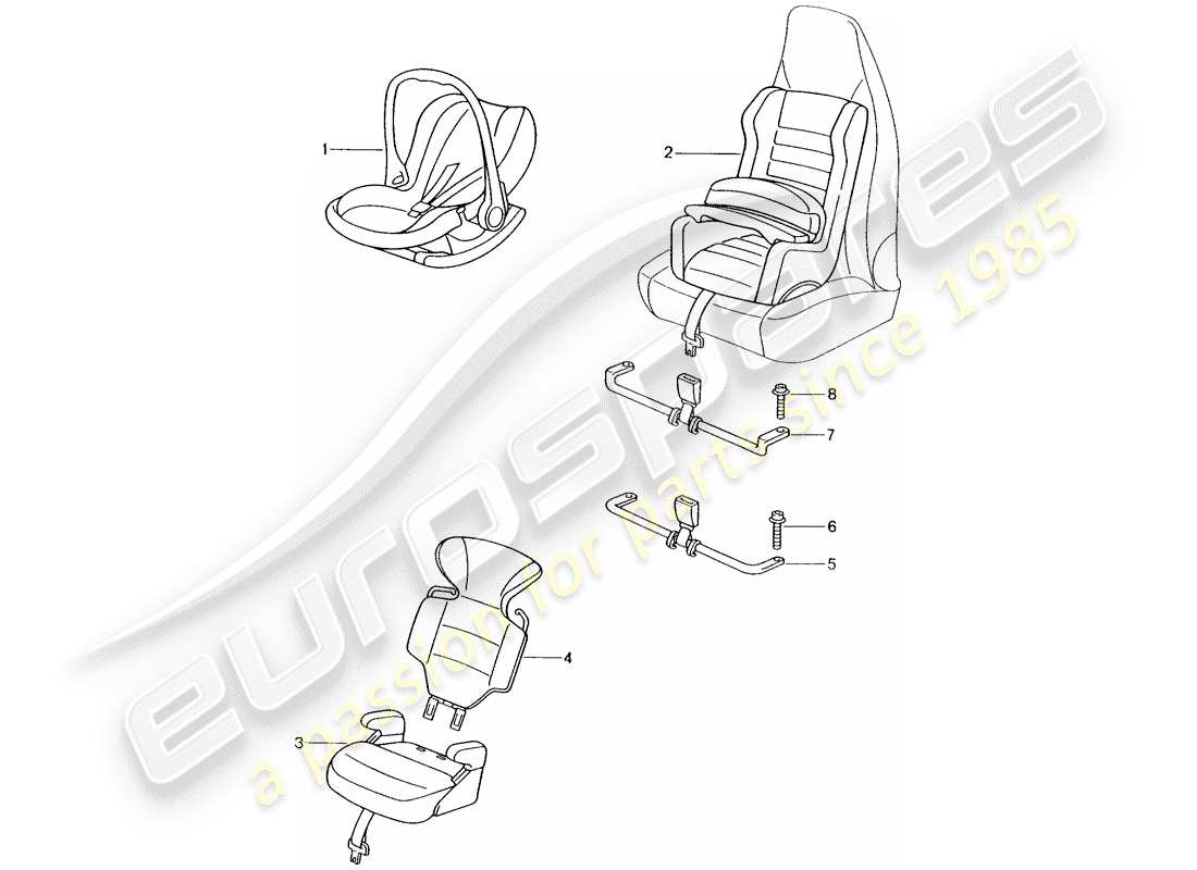 porsche 2007 (tequipment) child seat part diagram