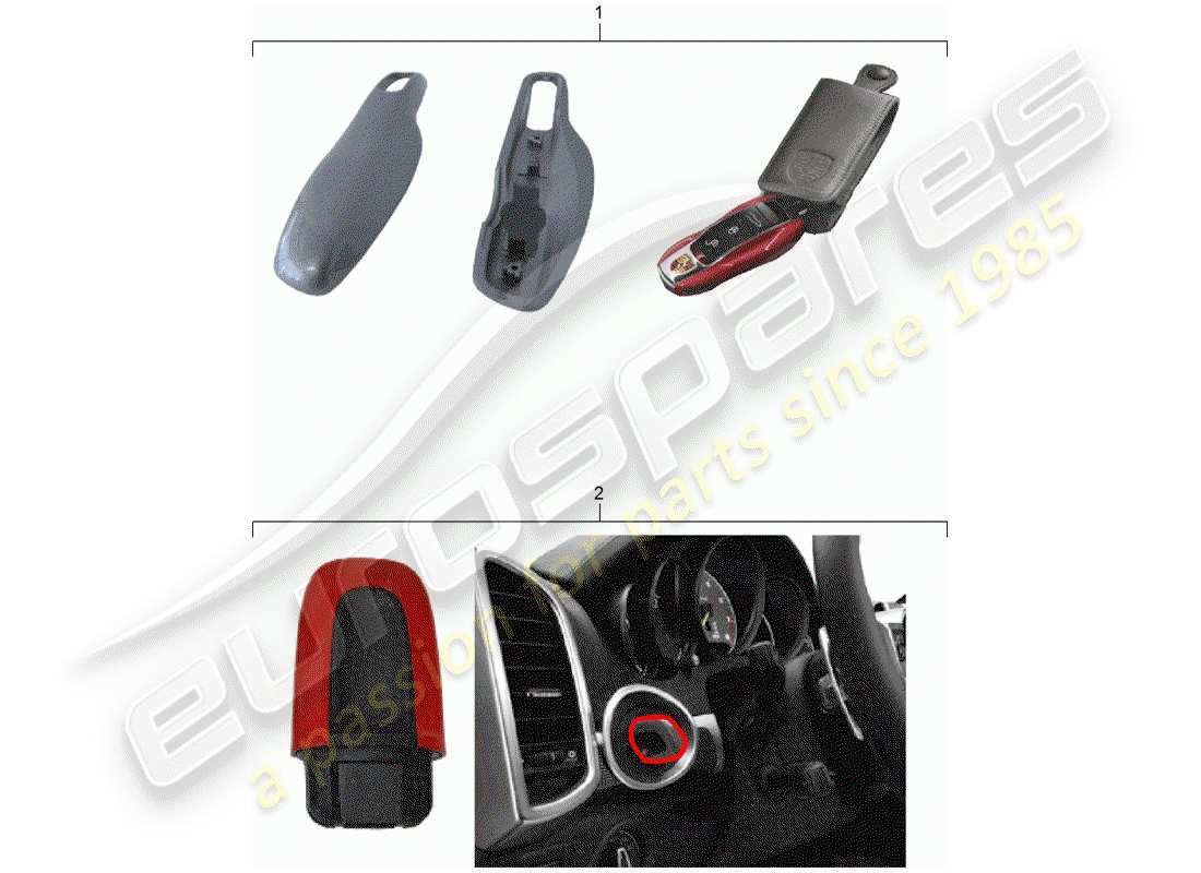 porsche 2016 (tequipment macan) key cover part diagram