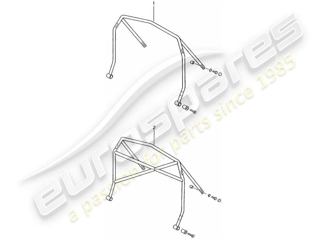 porsche 2003 (tequipment) roll bar parts diagram