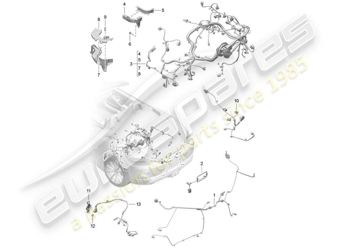 porsche 2018 (718 boxster) wiring harnesses part diagram