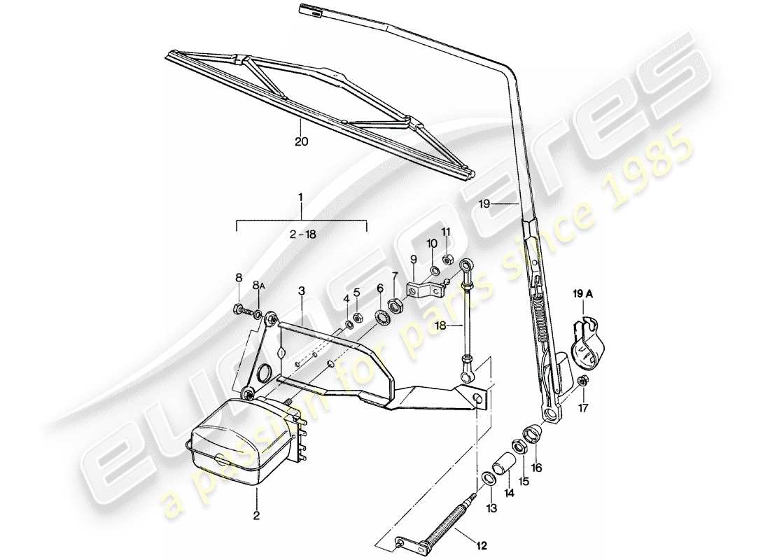 porsche 1982 (911) rear window wiper part diagram