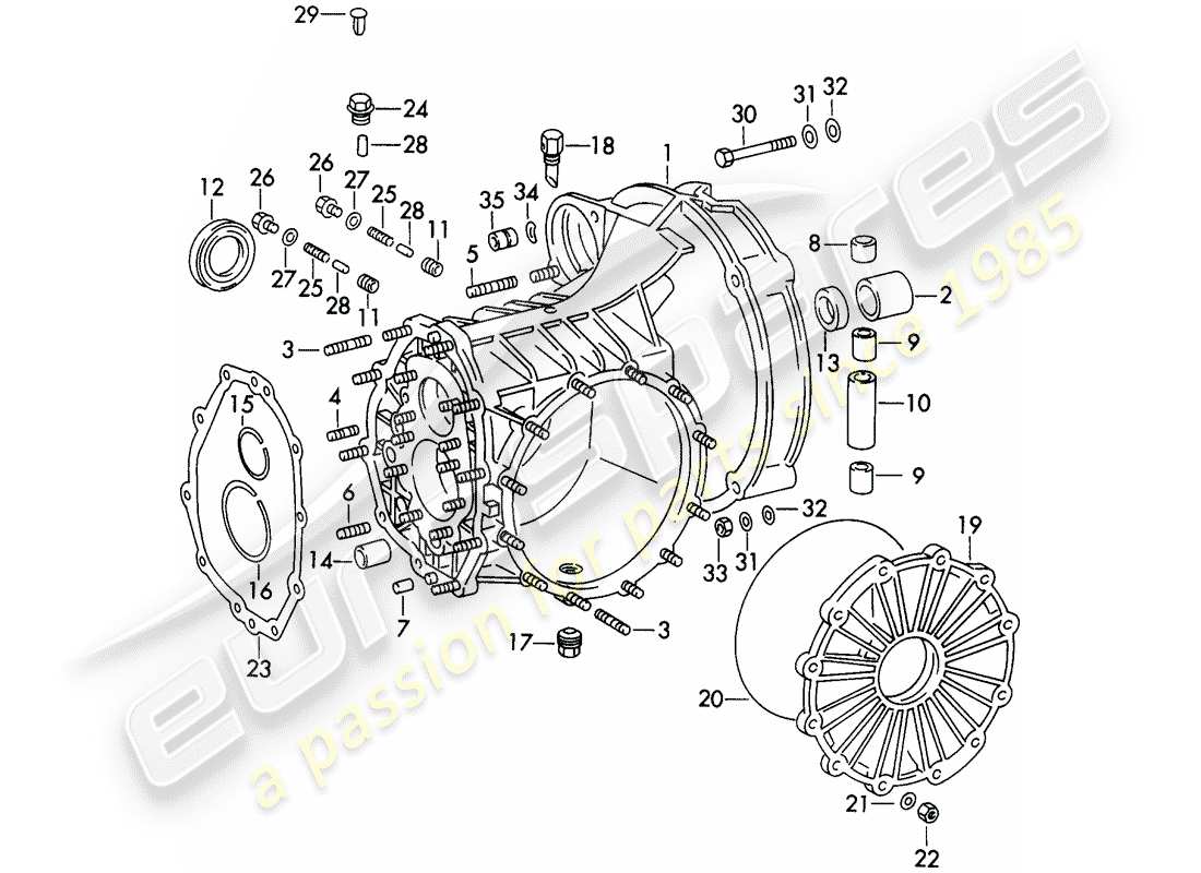 porsche 1972 (911) transmission case - typ 915 - d - mj 1972>> part diagram