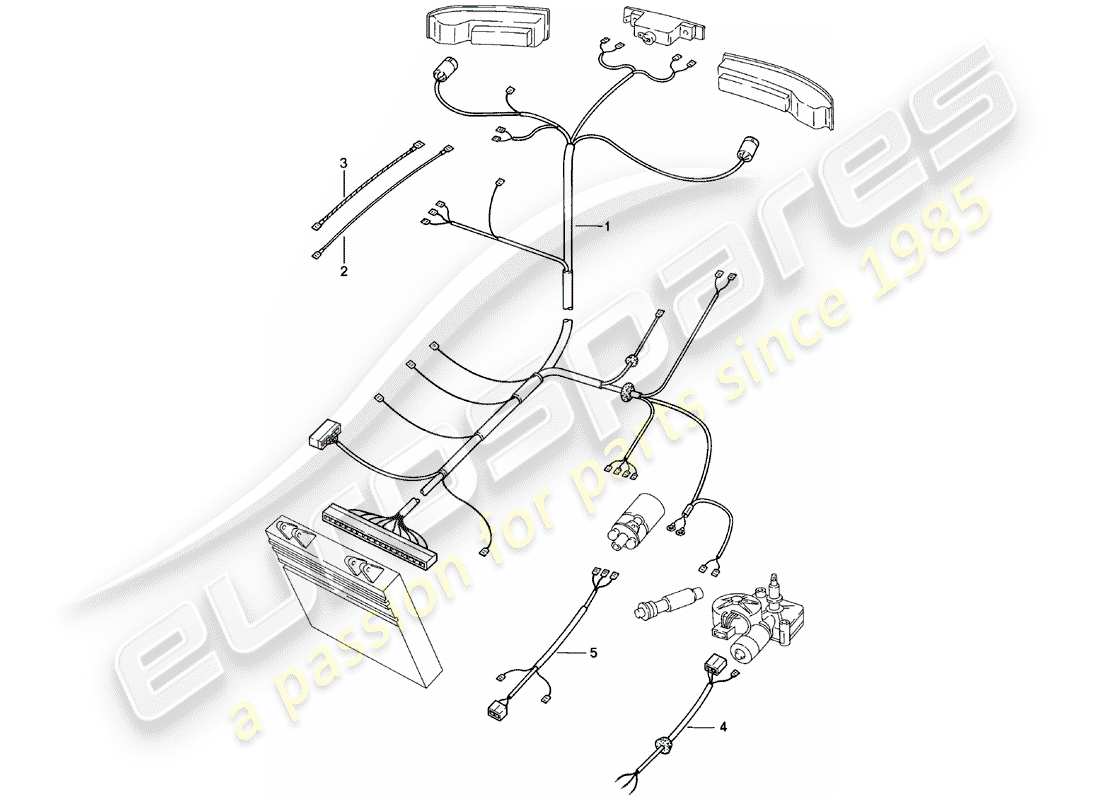 porsche 1981 (924) wiring harnesses - rear end part diagram