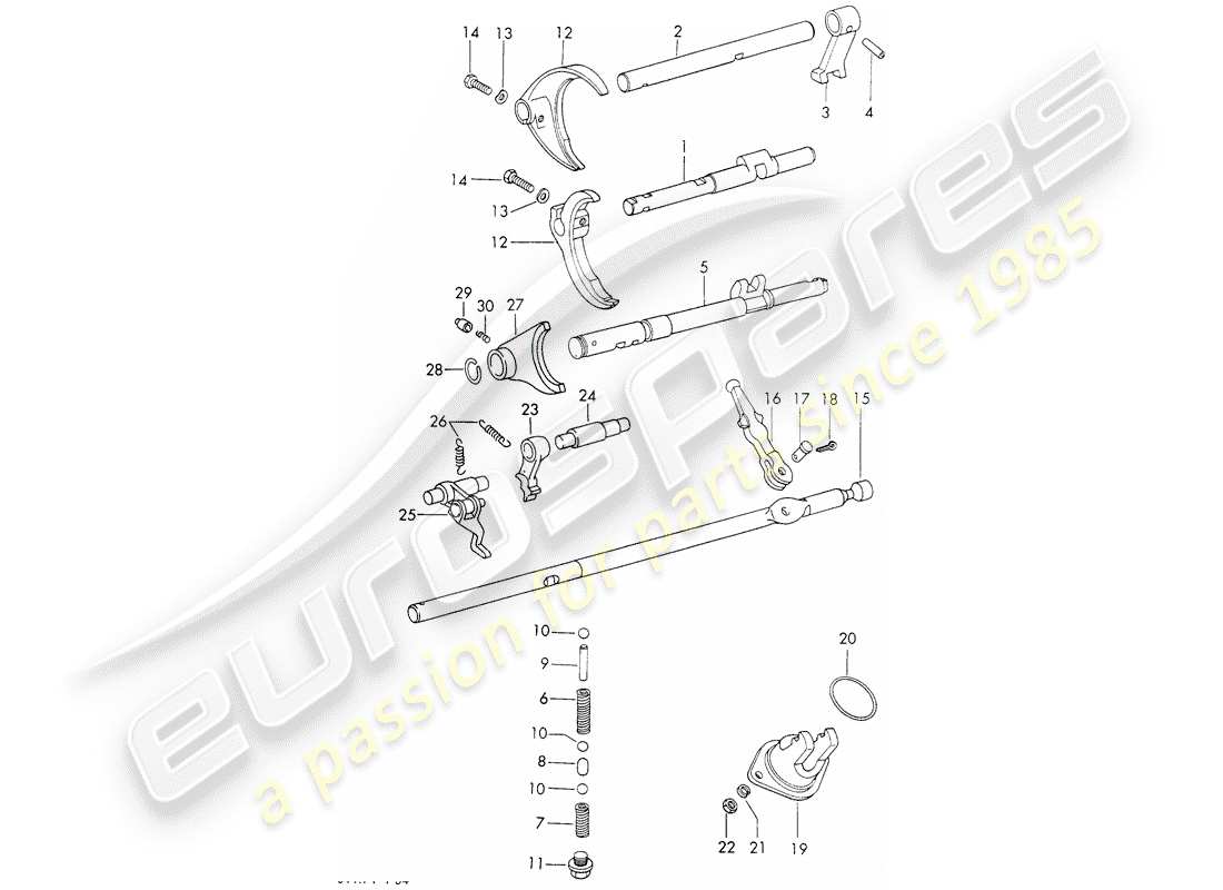 porsche 1973 (911) shift rods - shift forks - typ 925 - sportomatic - d - mj 1972>> part diagram